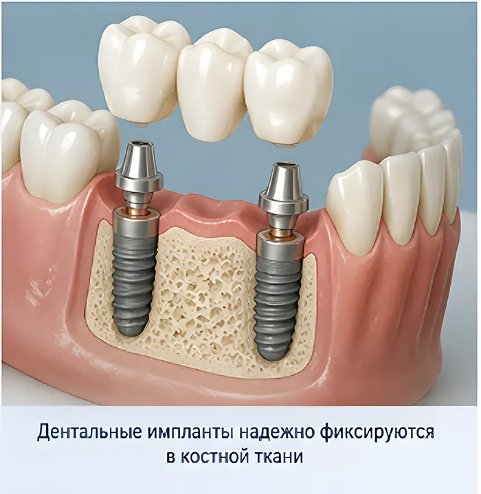 Дентальные импланты надёжно фиксируются в костной ткани
