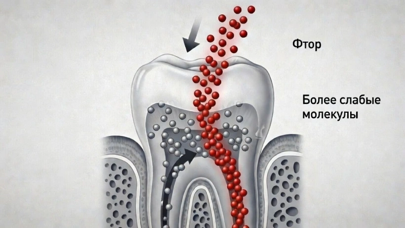 Схема - замена более слабых молекул на молекулы фтора