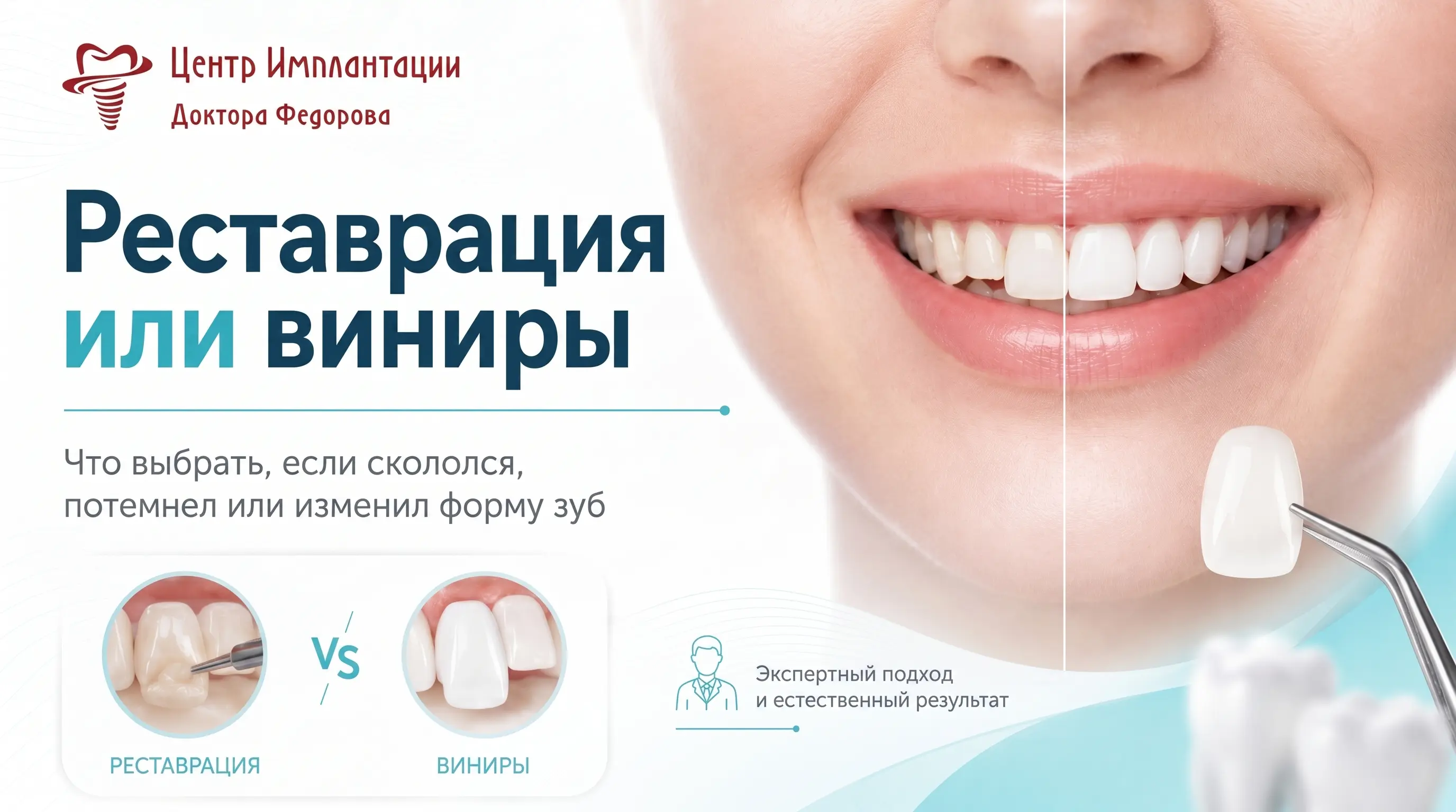 Инфографика: реставрация или виниры - что выбрать, если скололся, потемнел или изменил форму зуб